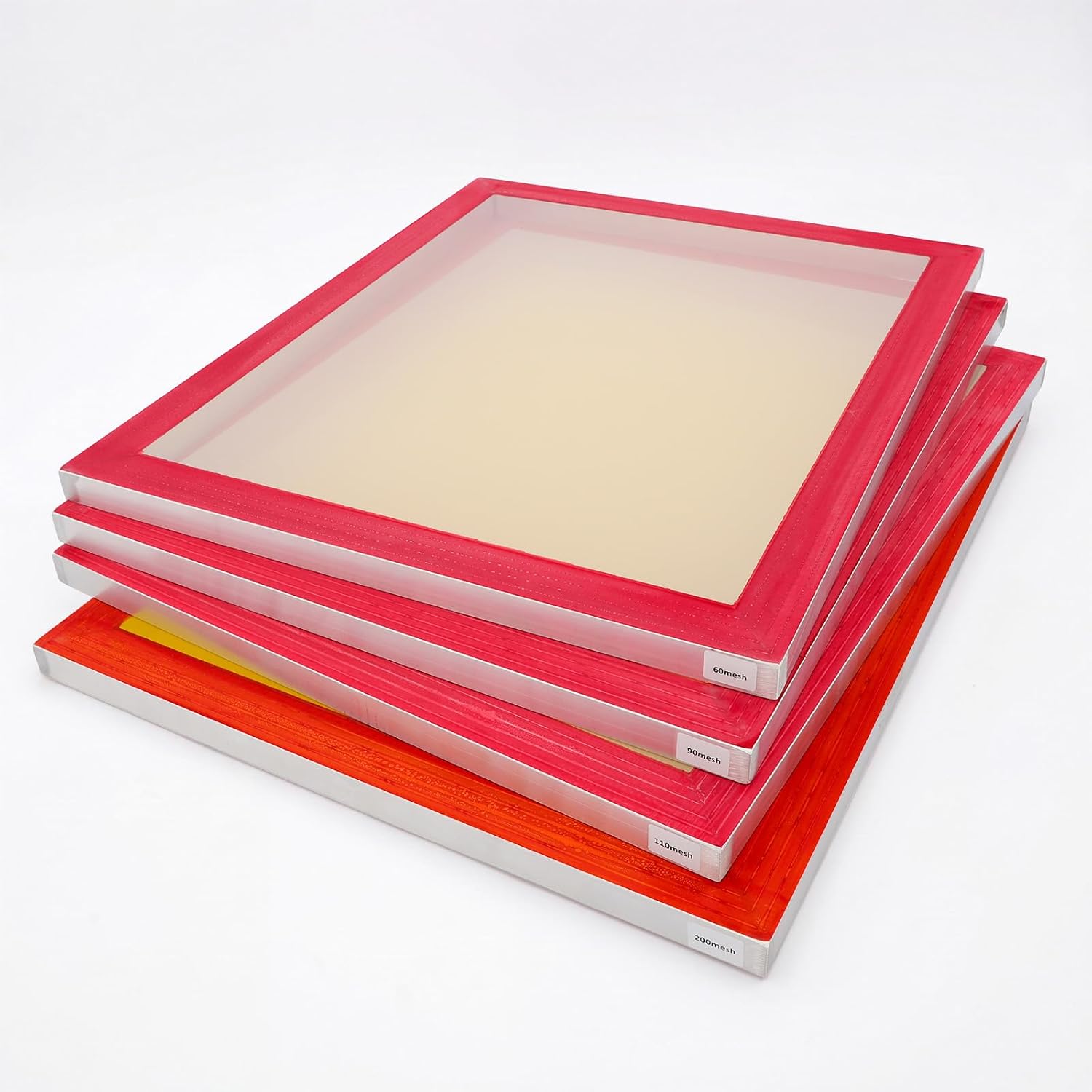 Wesiti 4 Pack Aluminum Screen Printing Frames 20 x 24 Inch, 60 90 110 200 Mesh Um Equiv 250 165 149 75 Dry Sift Screen Set for Printing Projects