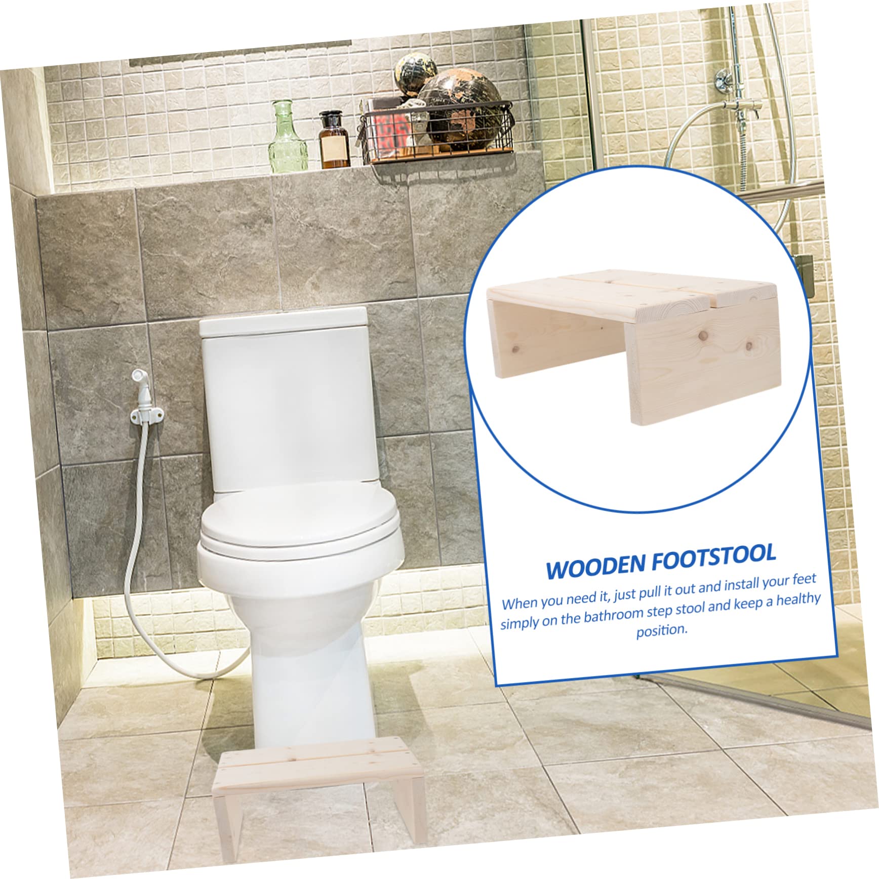 Sgabello Bagno in Legno Antiscivolo, Rialzo Toilette