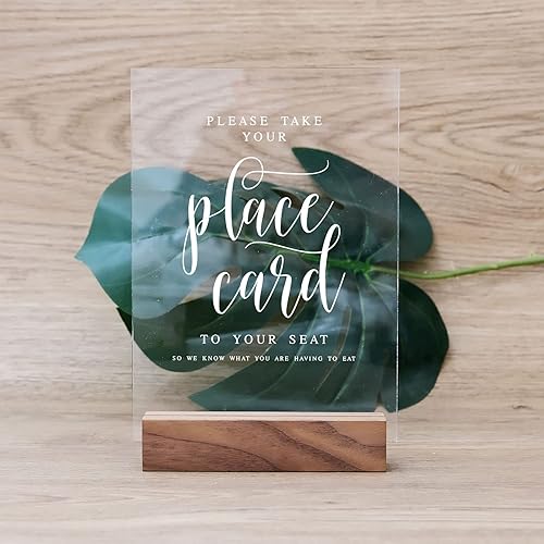 Miniatura 26 de Letrero acrílico de barra abierta de boda con soporte de madera, aspecto de cristal de 5 x 7 pulgadas, acrílico transparente con soporte para Las