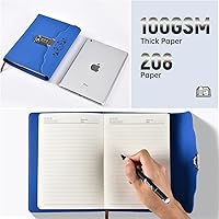 Vista 5 de ARRLSDB Lock Diary Leather Journal Writing Notebook Planner Organizer Digital Password Notebook Locking Personal Diary (Blue)