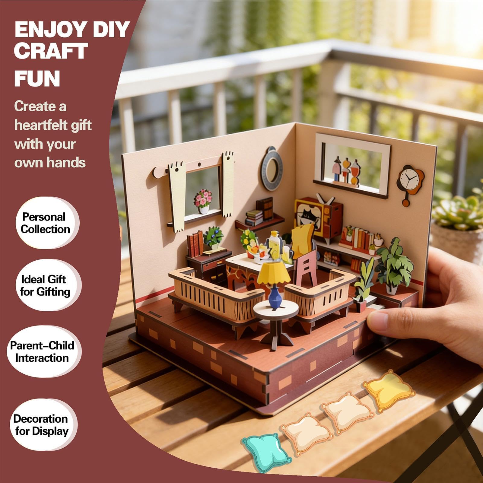Puzzle da costruzione 3D in legno, esperienza coinvolgente per rilassarsi in famiglia, puzzle 3D in miniatura per bambini, adolescenti, ragazze e ragazzi