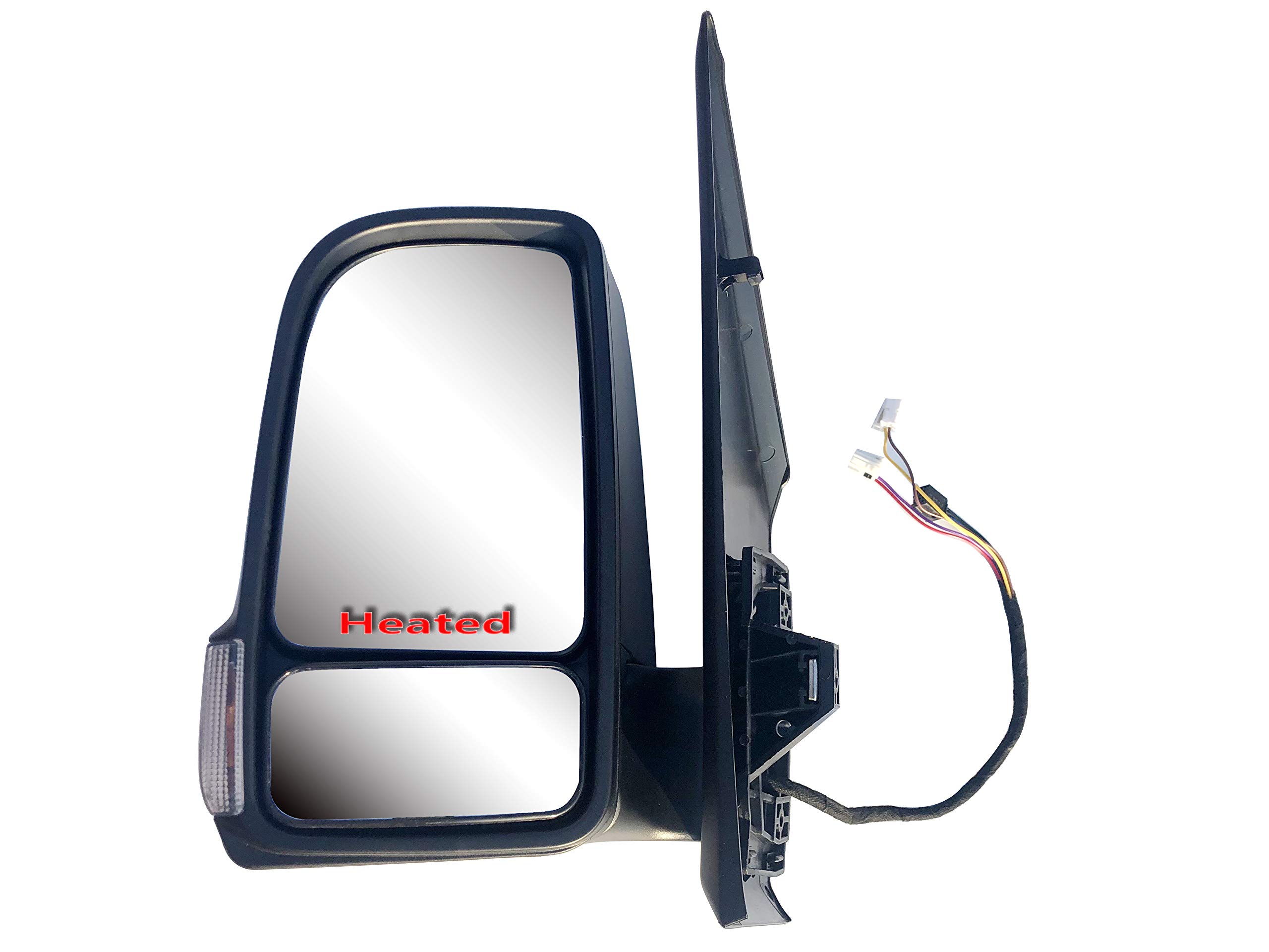 Driver Left Side Door Mirror Power and Heated Power Folding with Signal Light and BLIS Textured Back Cover for Merecedes Sprinter Freightliner