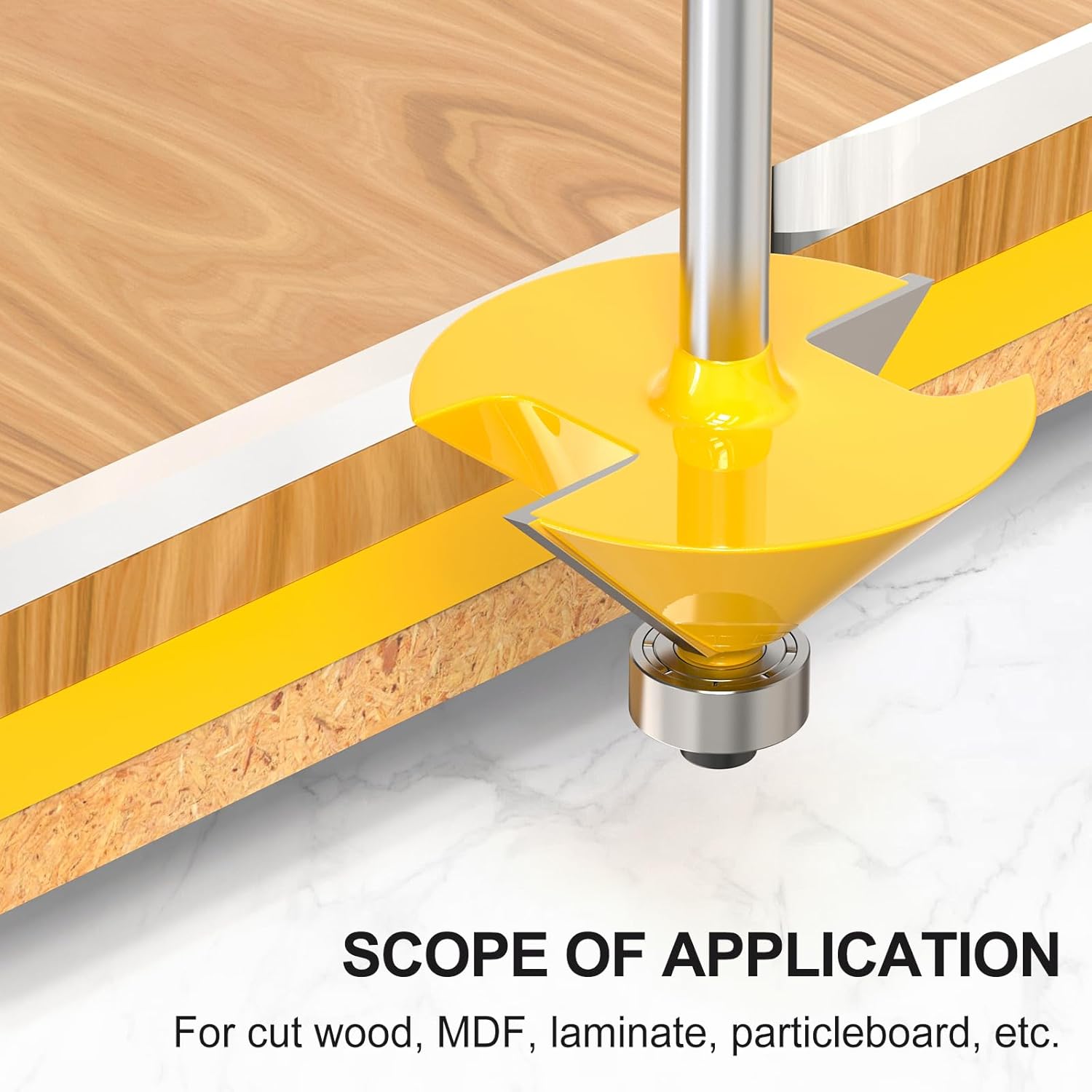 5PCS Chamfer Router Bit Set 1/4 Inch Shank Dish Carving Router Bits with Top Bearing for Woodworking, 11.25, 15, 22.5, 30, 45 Degree