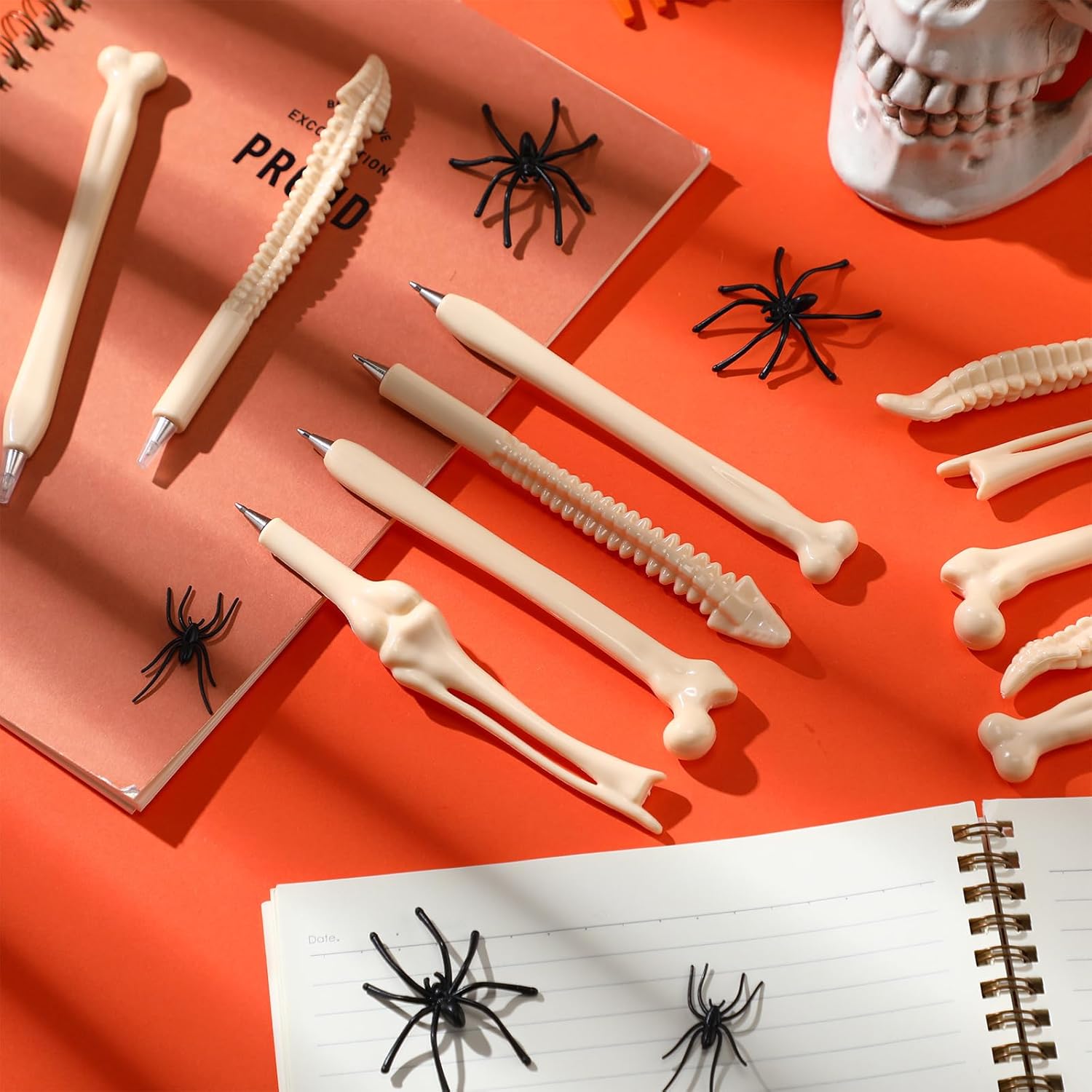 Yeaqee 200 Pieces Black Ink Bone Shape Ballpoint Pens Funny Novelty Bone Ballpoint Pens Doctor Gifts for Men Doctor Nurse Party Crazy Student Gift Halloween Thanksgiving Supplies