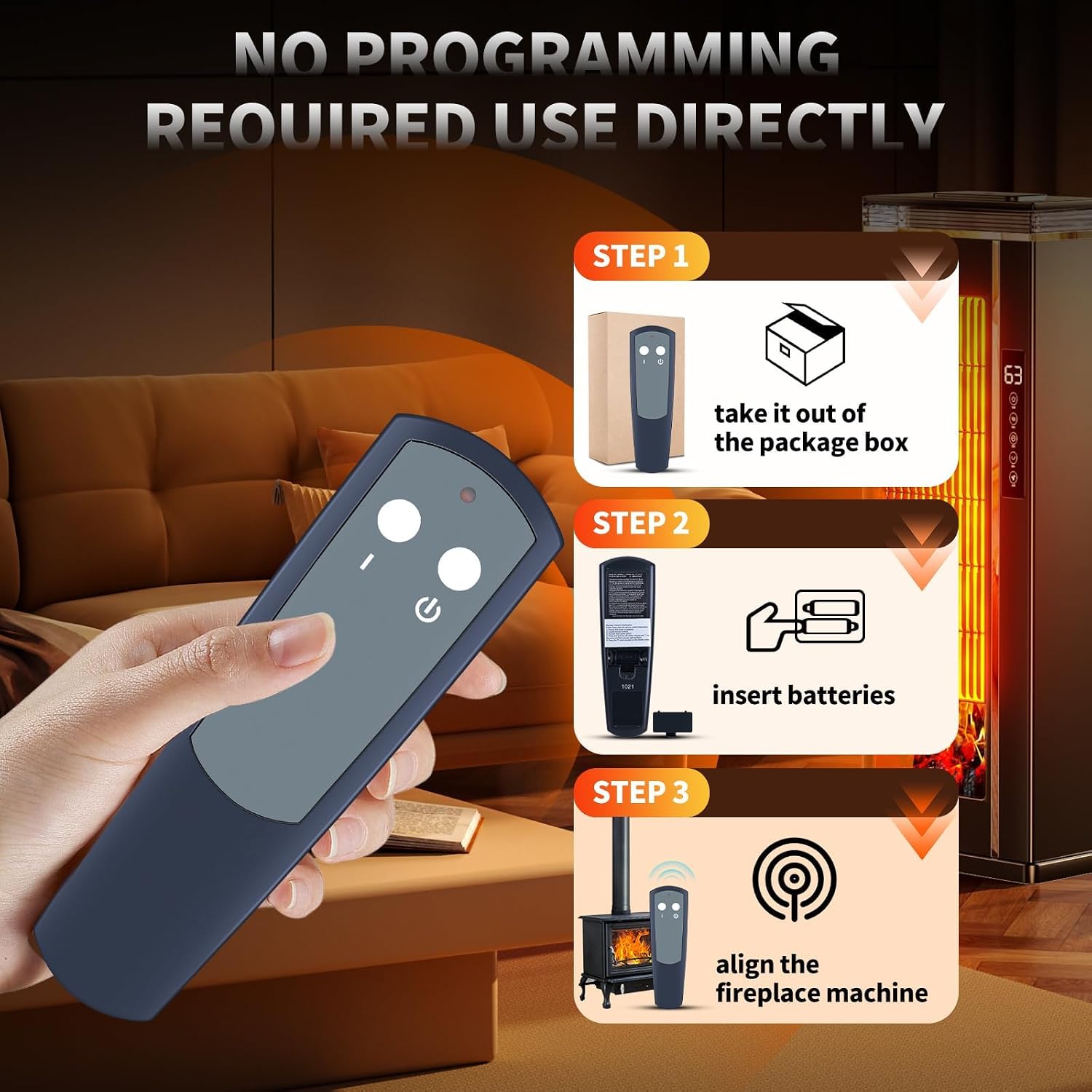 Replacement Remote Control for Dimplex 47-1010-T Fireplace Heater 3000370500RP DF2608 NBDF2608 DF2622BLK DF2622SS