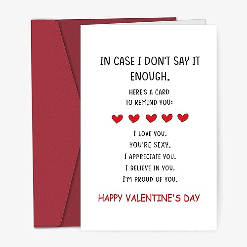 Qiyepbro Tarjeta de San Valentín para novio y marido, tarjeta romántica del día de San Valentín para novia y esposa - Here's a Card to Remind You I