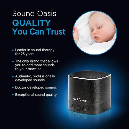 Miniatura 5 de Sound Oasis Máquina de sonido para bebés con Bluetooth, 20 sonidos relajantes, portátil, incluye un nuevo folleto de ayuda y aplicación de terapia