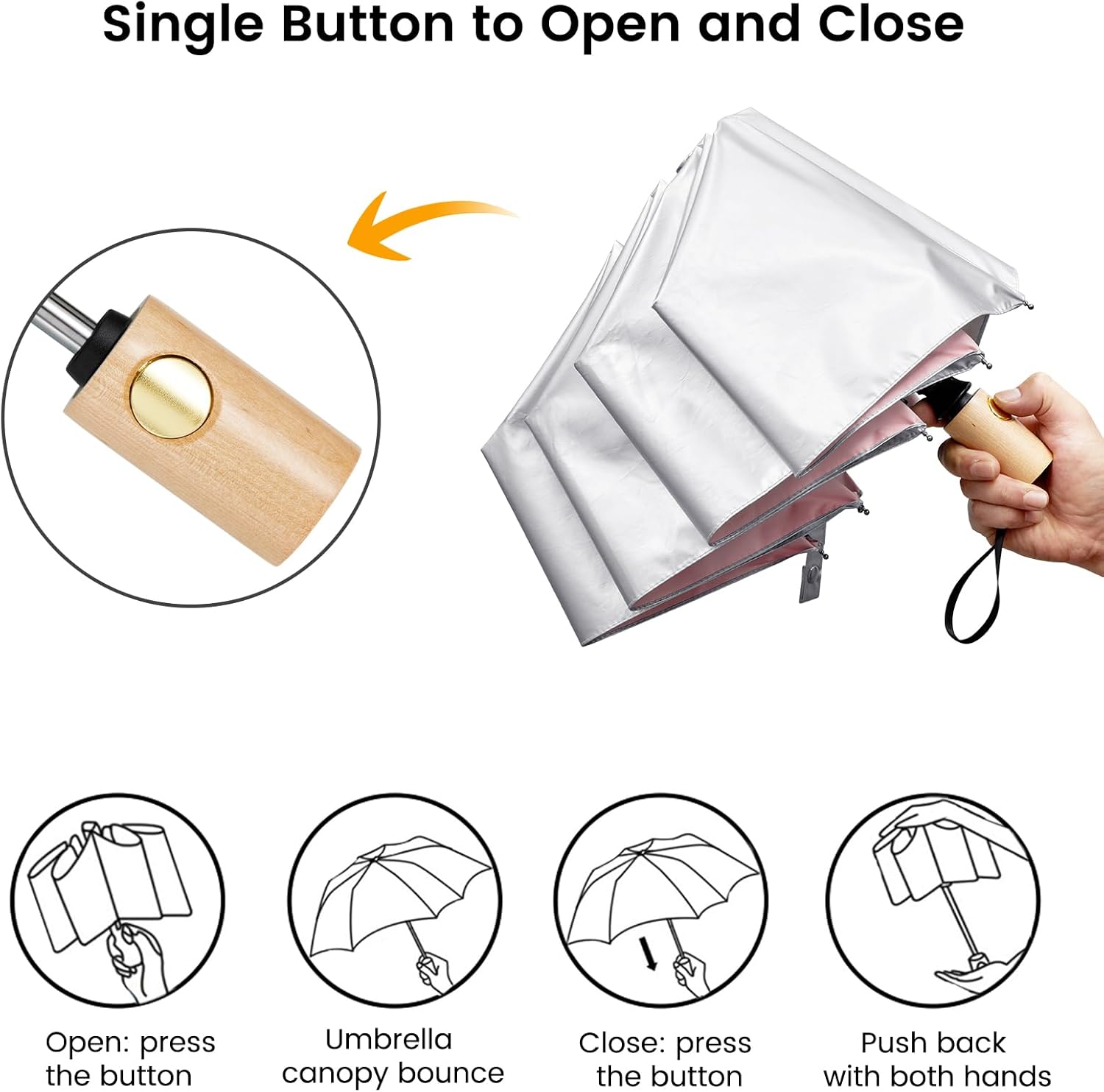 G4Free UPF 50+ UV Protection Travel Sun Umbrella Compact 43 Inch Small UV Blocking SPF Umbrella Auto Open Close