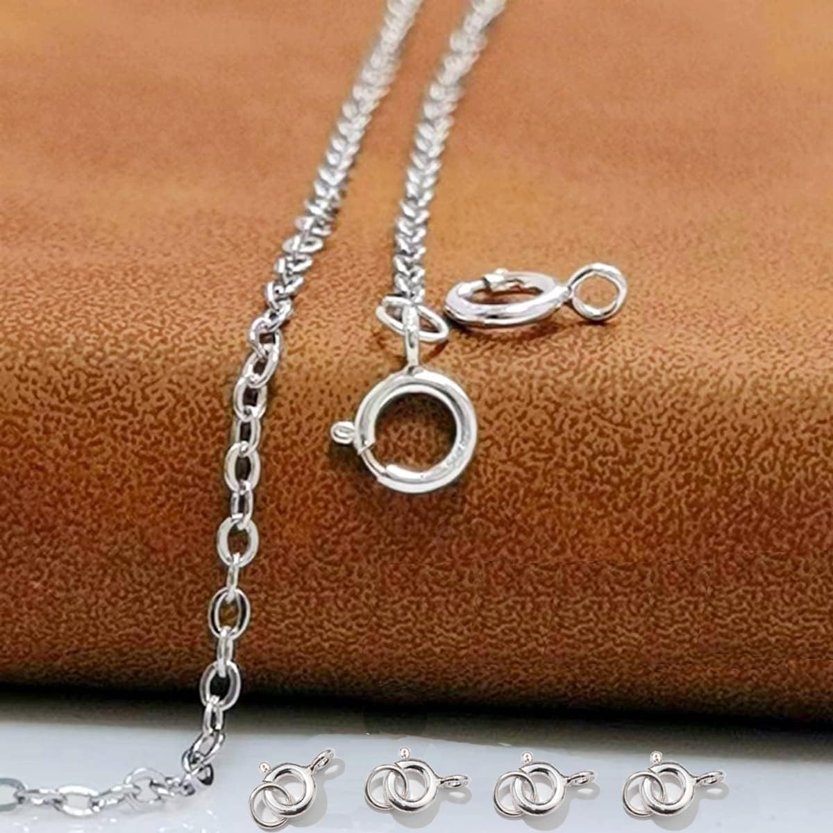 AD Beads Spring Clasps 14K Gold Plated and Silver Plated with Open Jump Rings Round Clasps for Necklaces Bracelet Or Jewelry Making (50Pcs Silver Plated) - Image 5