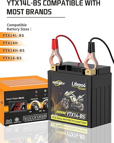 Miniatura 6 de Batería de litio Powersports batería LiFePO4 Batería de arranque del motor (SD-YTX14-BS-nuevo) Compatible con ATV, UTV, Jet Ski, Quad, cortacésped,