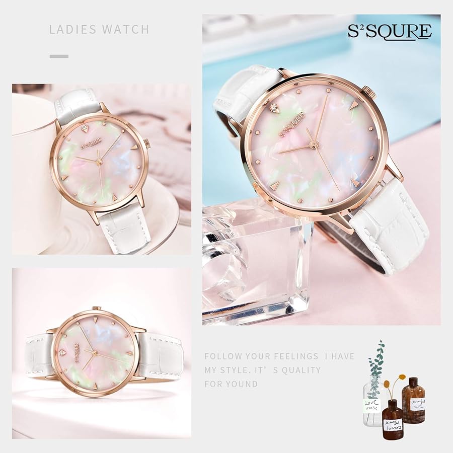 Amazon | 時計レディース腕時計女性向けかわいい白蝶貝オシャレ