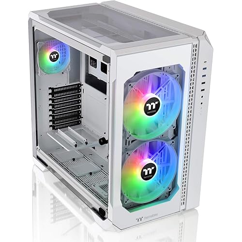 Thermaltake View 51 Snow Motherboard Sync ARGB E-ATX Full Tower Gaming Computer Case with 2 200mm ARGB 5V Motherboard Sync RGB Fans + 140mm Black Rear Fan Pre-Installed CA-1Q6-00M6WN-00, White
