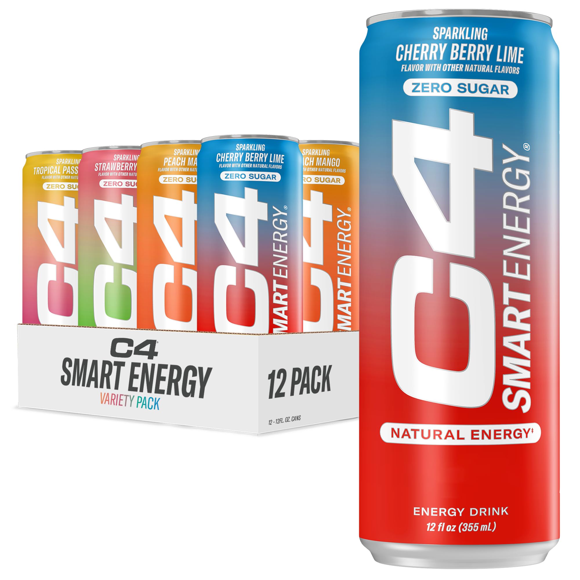 Cellucor C4 Smart Energy Drinks Variety Pack, Sugar Free Performance Fuel & Nootropic Brain Booster, 4 Flavor Tropical O