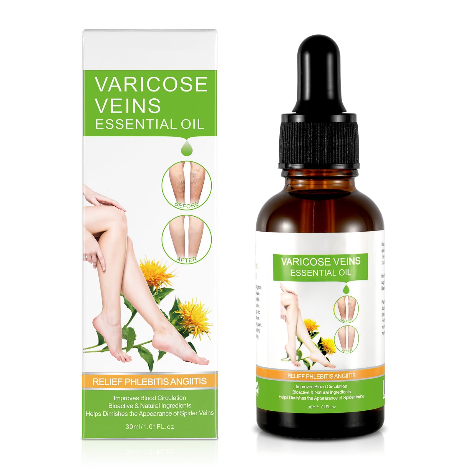 Varicose Veins Essential Oil, Spider Vein Removal Oil for Legs, Natural Varicose Veins Oils 30ML