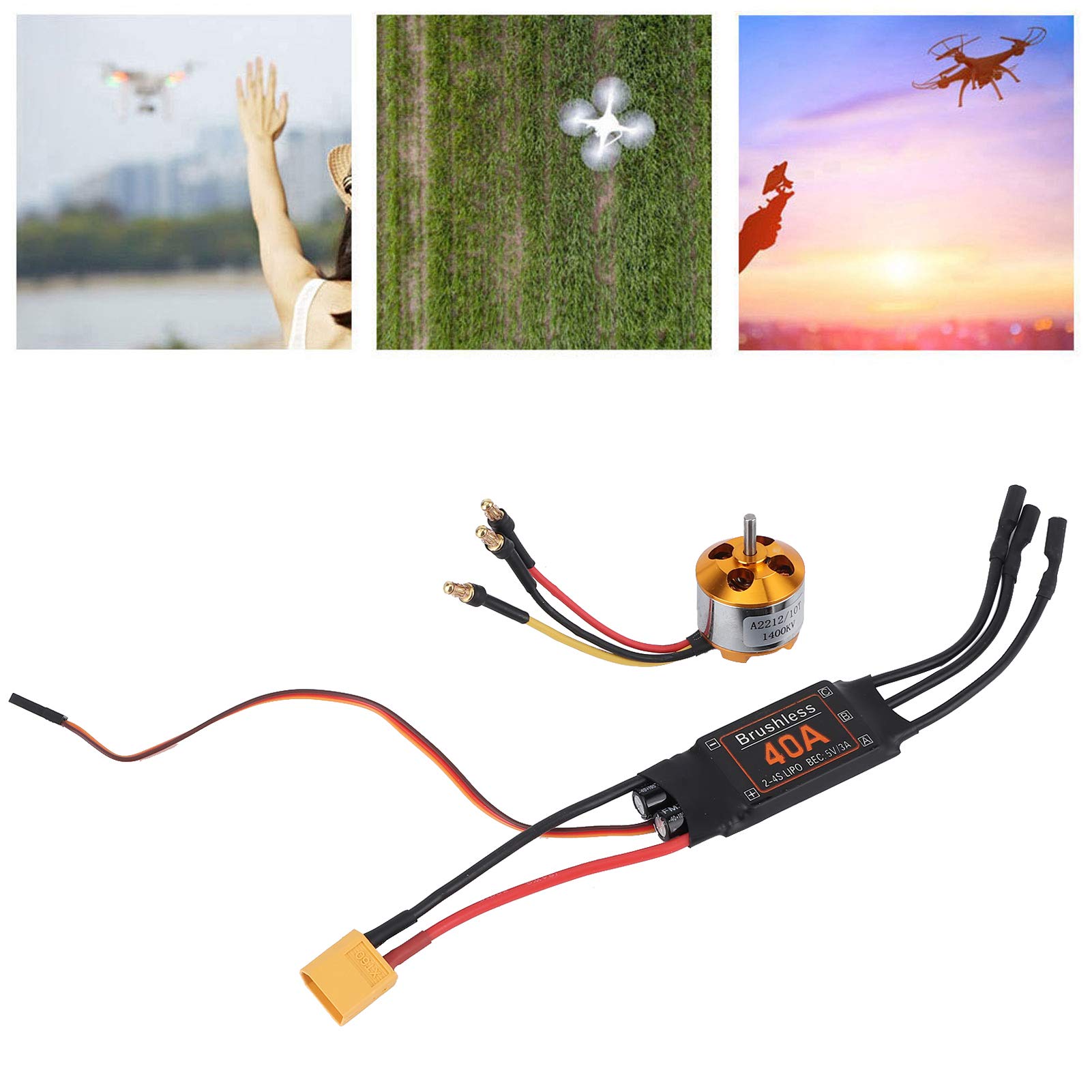 2212 Motore 1400KV e Set ESC Brushless 40A Componenti Metallici Ed Elettronici XT60 2212 Motore 1400KV e Set ESC Brushless 40A Regolatori di Velocità Elettrici per Sistemi di Trasmissione Modello di e