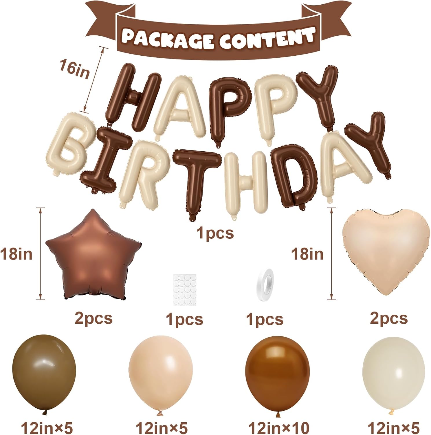 Cream Brown Birthday Decorations for Nude Fall Happy Birthday Balloon thumbnail