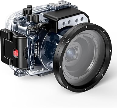 Sea frogs Camera Housing Compatible with Sony RX100-VI,Waterproof IPX8 Rated, 40m/130ft Depth Protection RX100-VI Underwater Camera Case, Ideal for Diving, Surfing, Rowing RX100-6