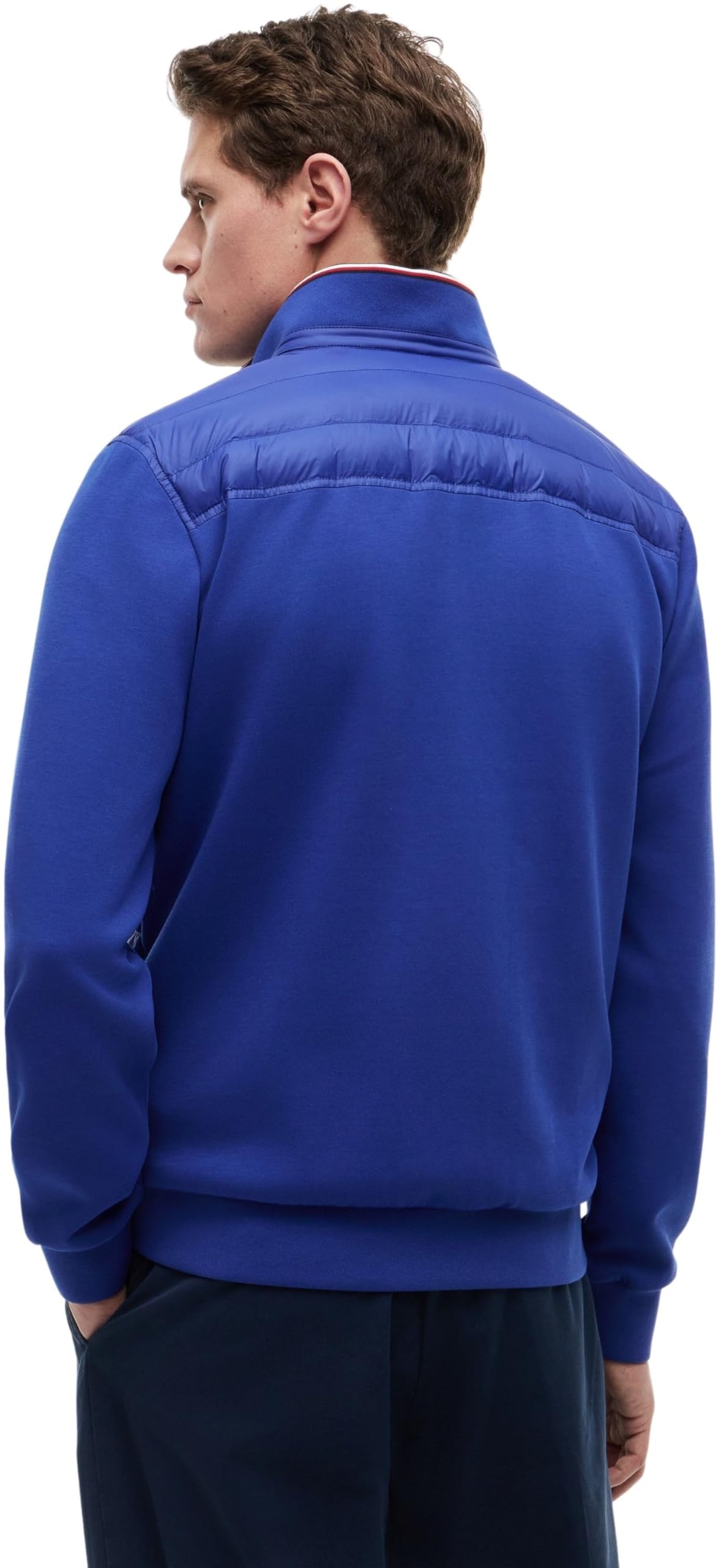 Tommy Hilfiger Herren Sweatshirt mit Reißverschluss Mix Media Stand Collar Steppjacke, Blau (Pigment Blue), M – Ansicht 2