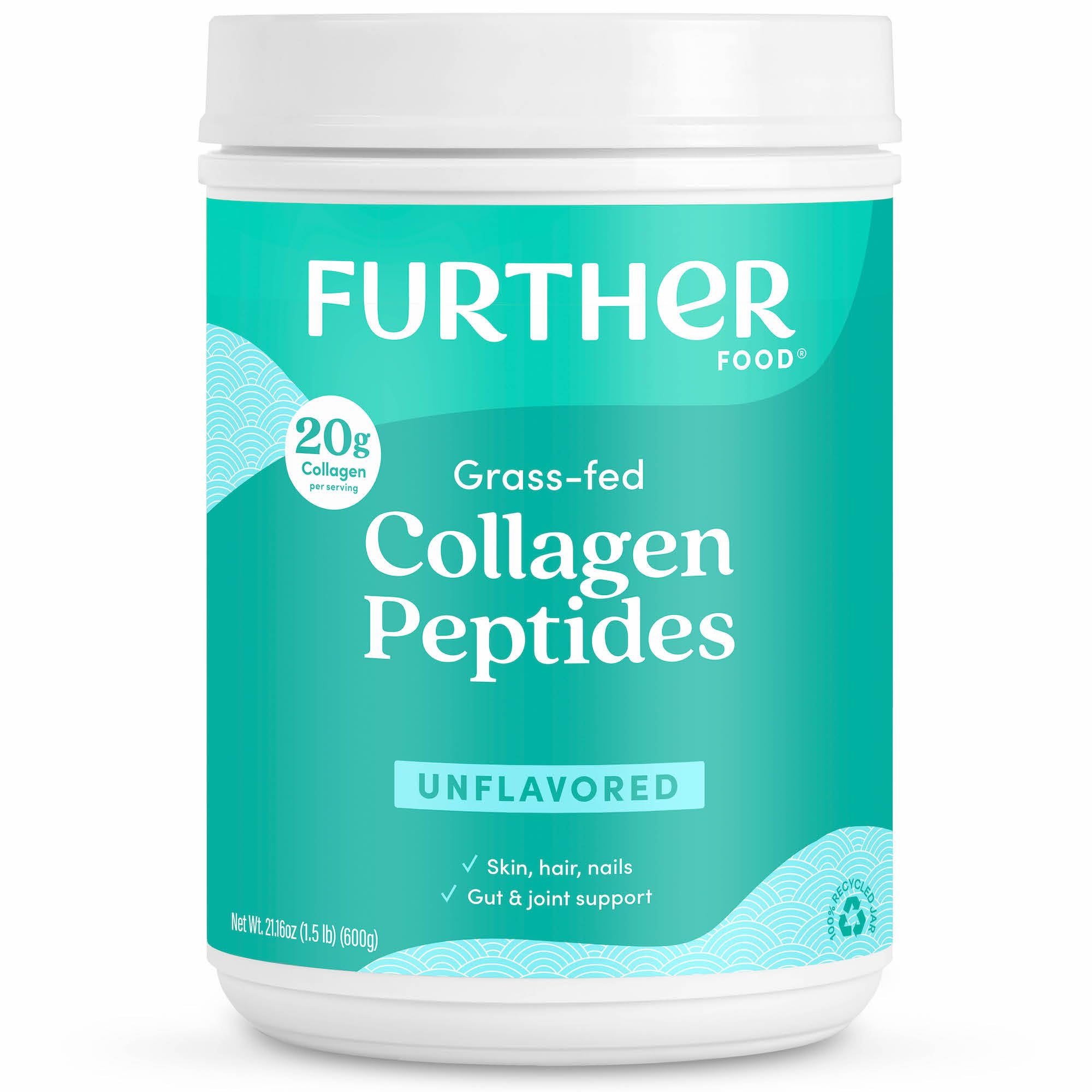Sponsored Ad - Further Food Unflavored Collagen Peptides Powder - 100% Grass-Fed, Hydrolyzed Type 1 & 3, 20g of Collagen per Serving, Supports Skin, Hair, Nails & Joints, 1.5 lb