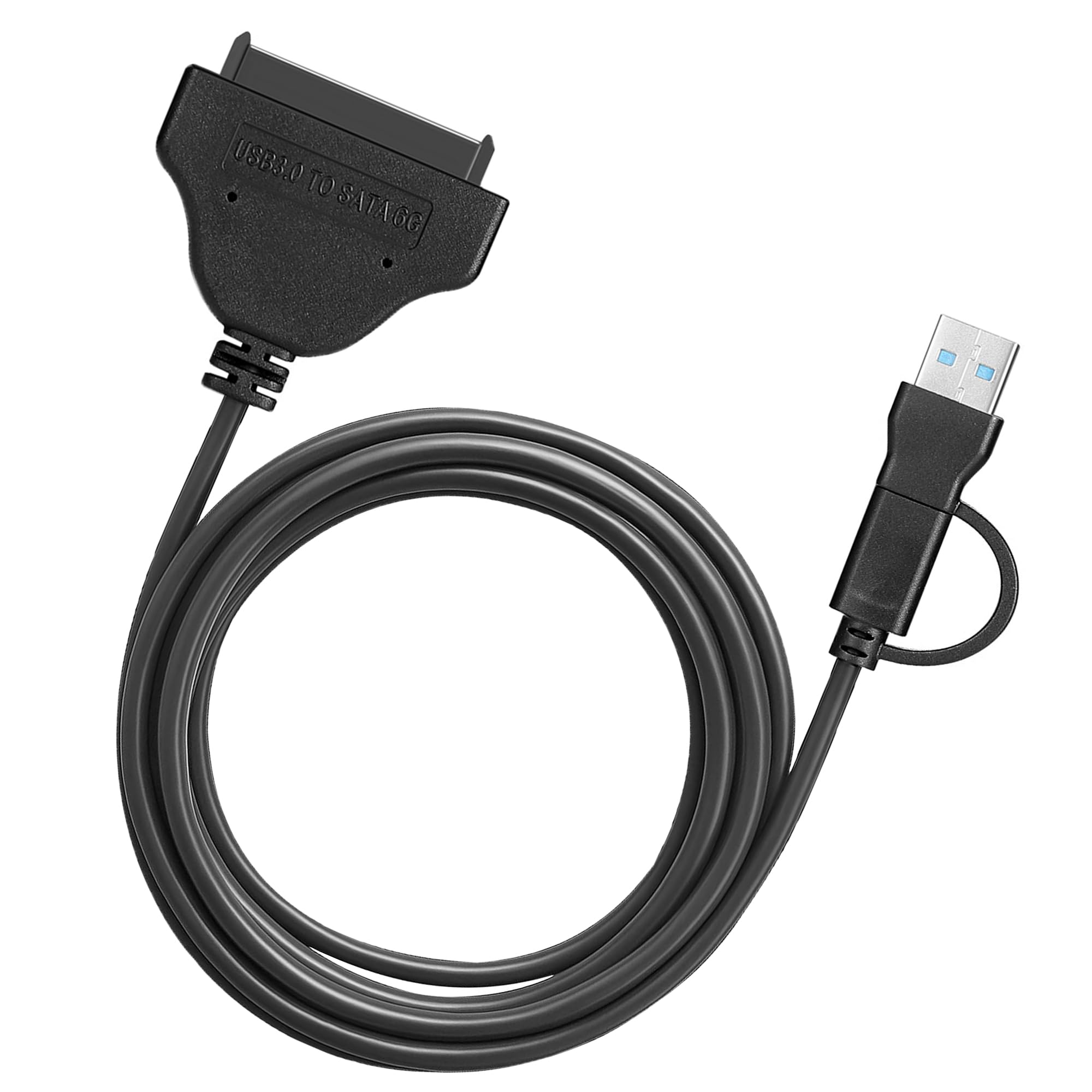 Cable SATA a USB de 3.2 pies, 2 en 1 USB-C/USB-A 3.0 a SATA III, adaptador de disco duro compatible con HDD y SSD de 2.5 pulgadas (39.4 in)