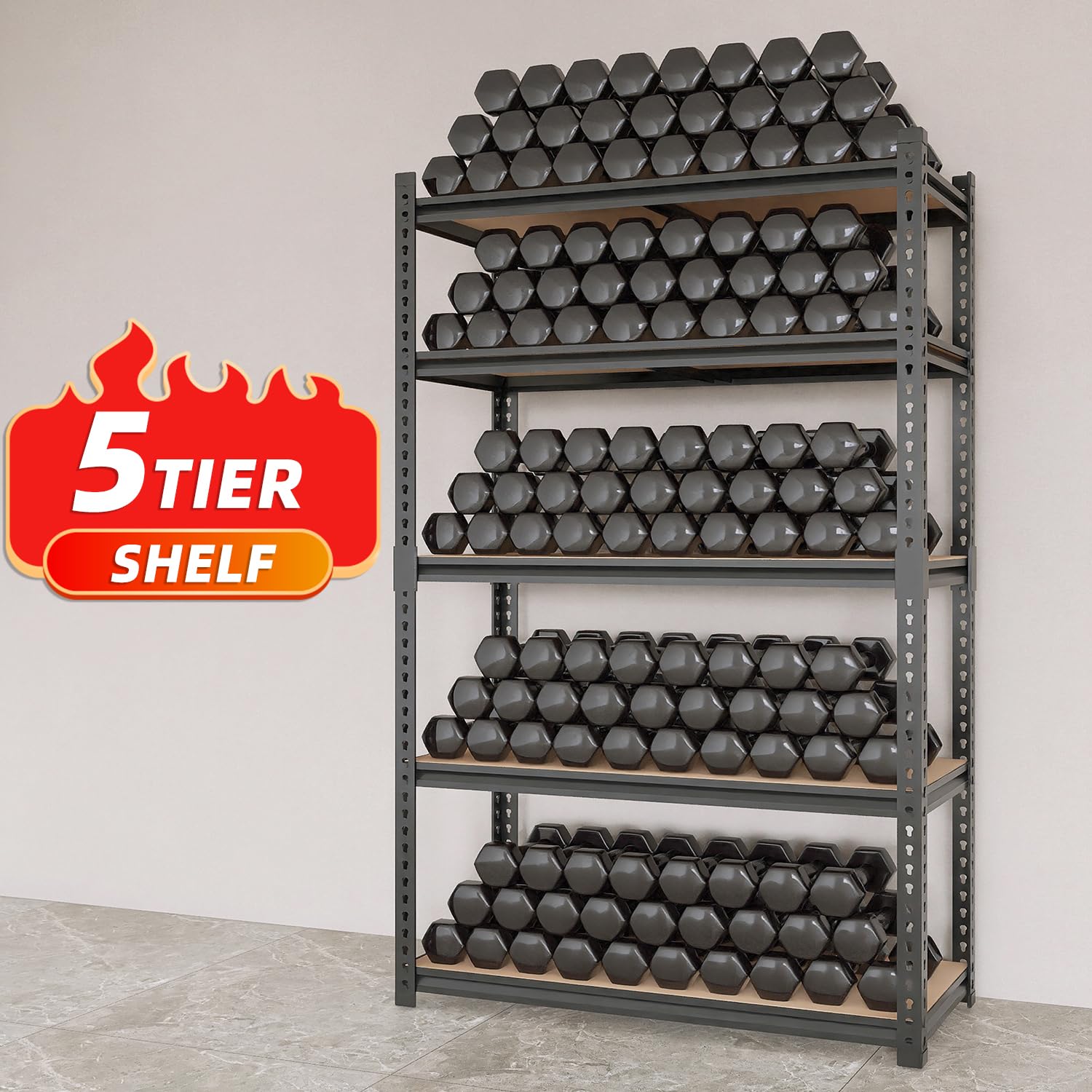 Scaffalatura in metallo resistente, capacità 907 kg, scaffale Sto a 5 ripiani per Ga, cantina, cucina, dispensa, nizat, 30,5 x 71,1 x 149,9 cm, nero