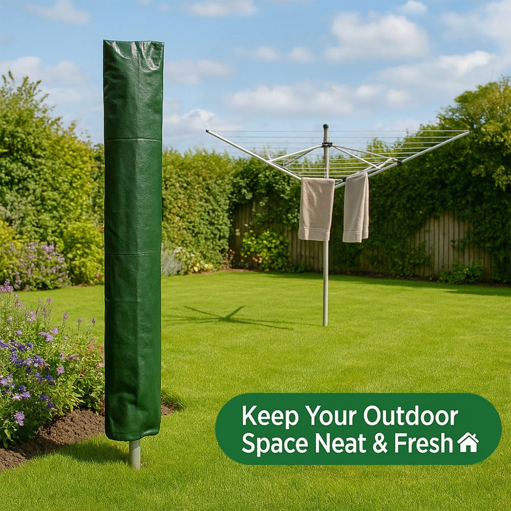 ANGIX Rotary Washing Line Cover 1.8m- Heavy Duty Waterproof Garden Protective Cover with Drawstring, Weather Resistant Lid for Outdoor Clothes Airer — view 7