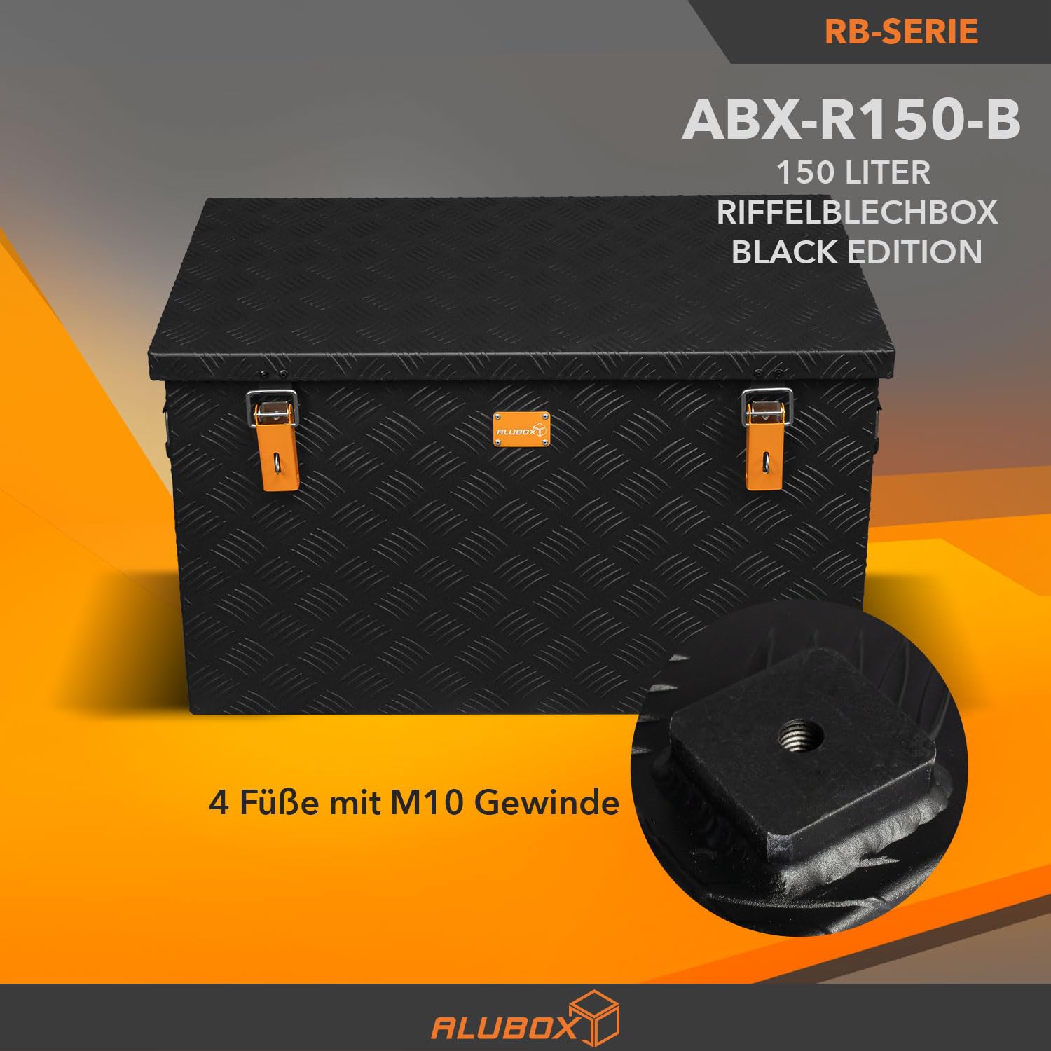 Alubox - STRONG - BLACK EDITION - Alu- Riffelblechkiste - ABX-R150 Metallkiste 3mm - 150 L -