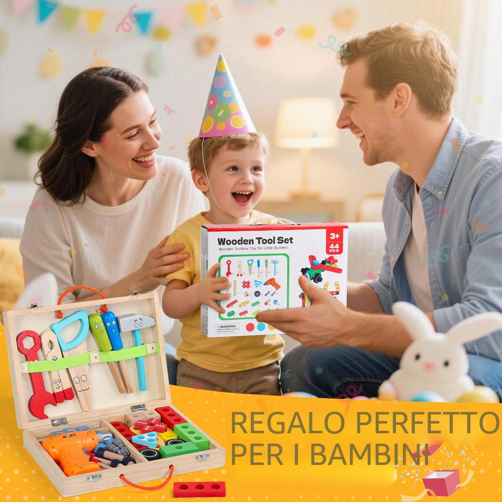 Giochi Bambino 3 Anni cassetta attrezzi bambini con Trapano Giocattolo，Giochi Educativi Giocattoli Bambino 3 4 5 Anni Regalo