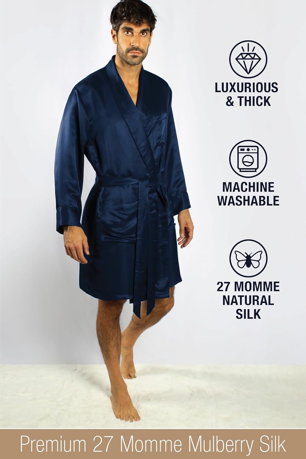 Tara Sartoria Luxury Artisan Silk Robes For Men, Pure Natural Mulberry Mens Silk Robes 27 Momme - Image 2