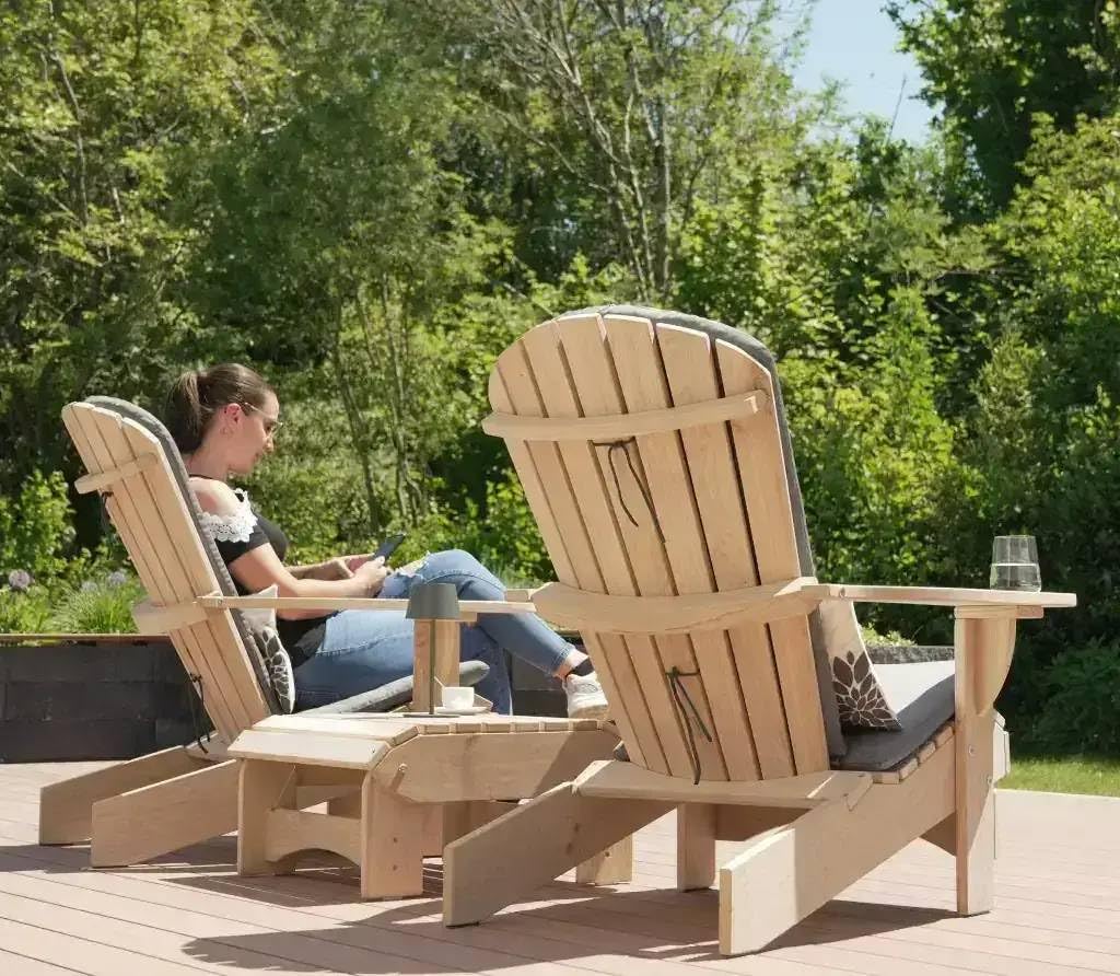 Original Dream-Chairs Seit 2007 Chaise Adirondack Chaise de Jardin Comfort en chêne en kit Chaise d'extérieur résistante aux intempéries pour la détente en extérieur Charge maximale 170 kg