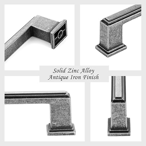 Vista 34 de Paquete de 10 tiradores de gabinete de 6-1/4 pulgadas, tiradores negros mate para gabinetes, accesorios de cocina negros para gabinetes, cajones