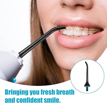 6-Pack Flosser Replacement Tips for Hangsun, Nicwell, COSLUS, Mospro, Zerhunt, Oral Irrigator Jet Tips, Black ABS Jet Tips with Leak-Proof Rubber Sealing, Ideal for Dental Care & Gum Health