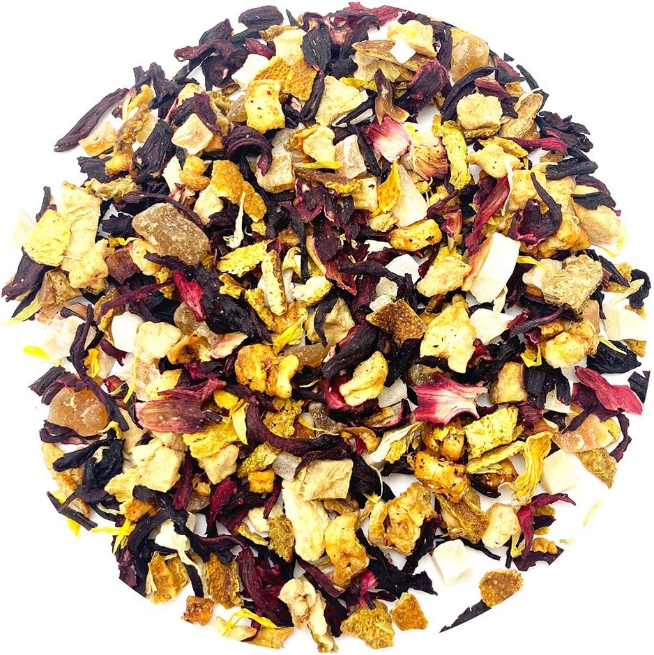 4.23 Ounce Peach Passion Hibiscus Fruit Tea Herbal Tea Blend, Decaf Peach Tea Best Dried Iced Mixed Fruit Tea Herbal Loose Leaf (Peach Fruit)