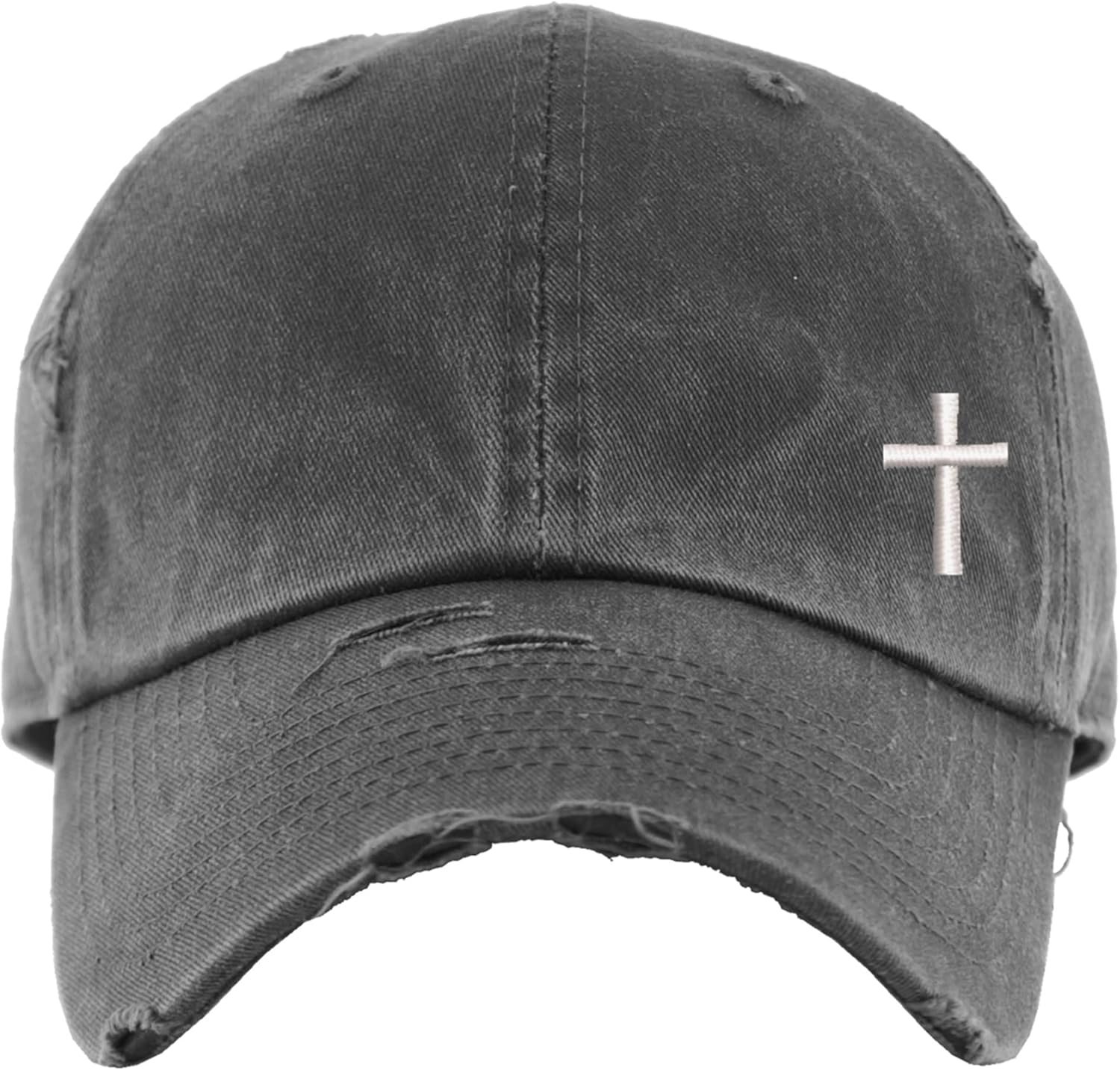 Cross Hat | Distressed Baseball Cap or Ponytail Hat | Faith Christian Religious Christianity Catholic Baptist Lutheran Methodist