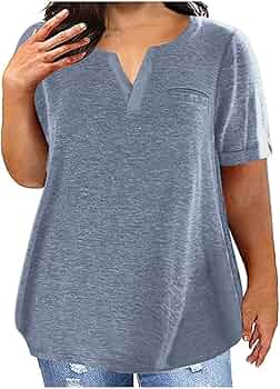 Ybing Camicetta da donna, casual, vintage, con bottoni, scollo a V
