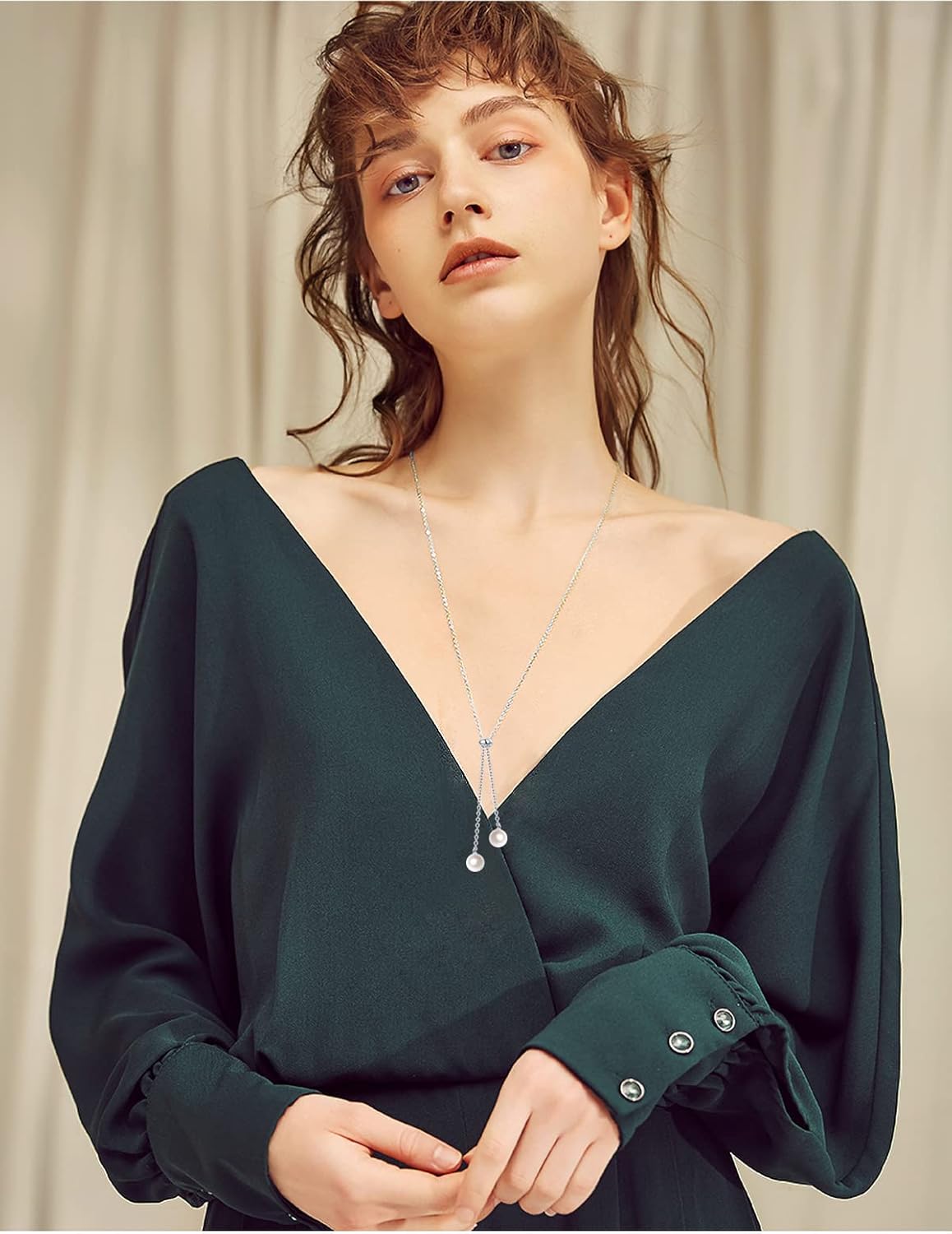 YinShan Long Chain Dainty Necklace Simple Style 925 Sterling Silver Heart Pearl Star Pendant Adjustable Y Shaped Necklace Jewelry for Women - Image 5