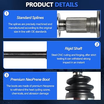 Maxfavor CV Axle Front Fit for Chevy Silverado 1500 Suburban Tahoe Avalanche 2007-2020 & GMC Yukon XL Sierra 1500 & Cadillac Escalade ESV EXT 2007-2020 CV Axle زوج من رمح المفصل الأيسر والأيمن