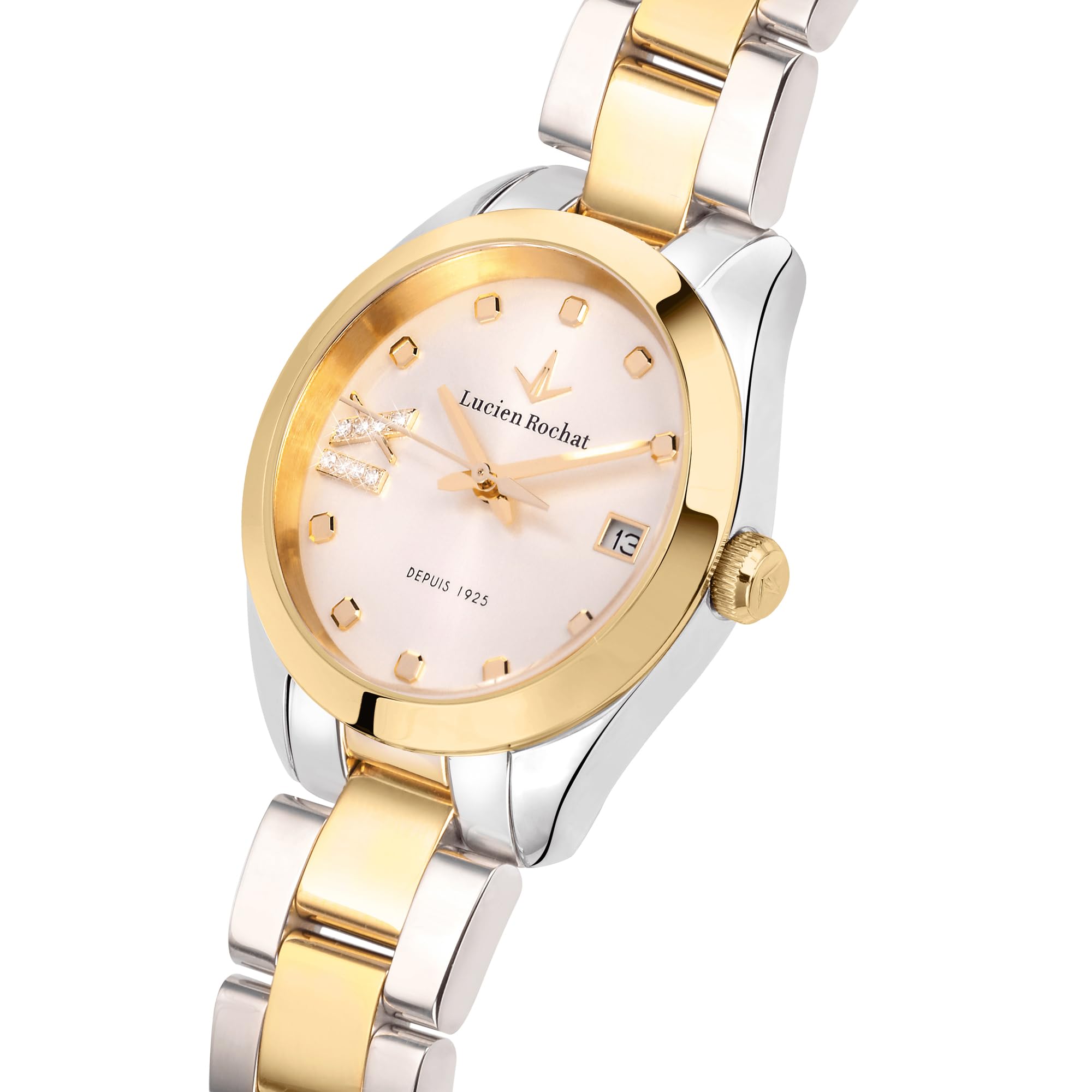 LUCIEN ROCHAT MADAME Orologio Donna Tempo e data in Acciaio, PVD Oro, Diamanti - R0453114512