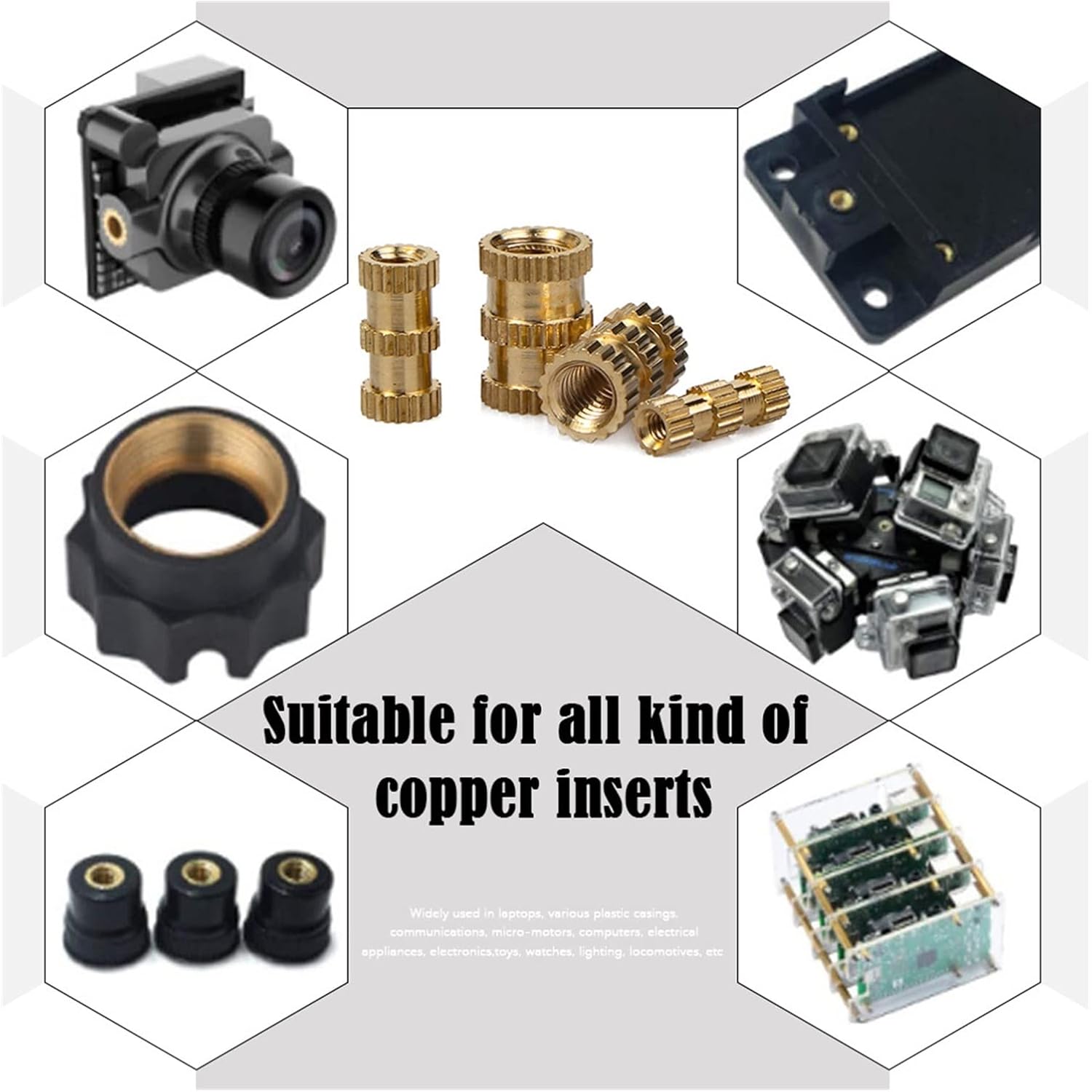 YANGQI yaoqijie 340Pcs M2 M3 M4 M5 Brass Insert Nut Injection Molding Brass Knurled Thread Inserts Nuts Lasting (Color : 340pcs)