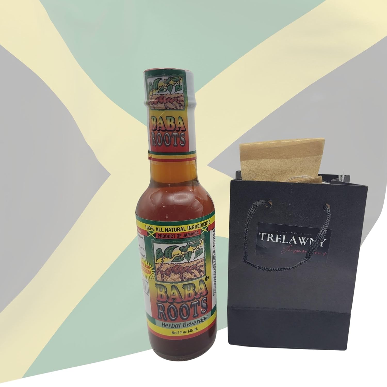 Jamaican Baba Roots Herbal Tonic-3 Pack(w/Restorative Tea from Trelawny Inspirations)- 100% Natural Roots- Jamaican Tonic- Chainy Root, Sarsaparilla,Tan Pon Rock,Strong Back, Raw Moon,Medina- Babaroots