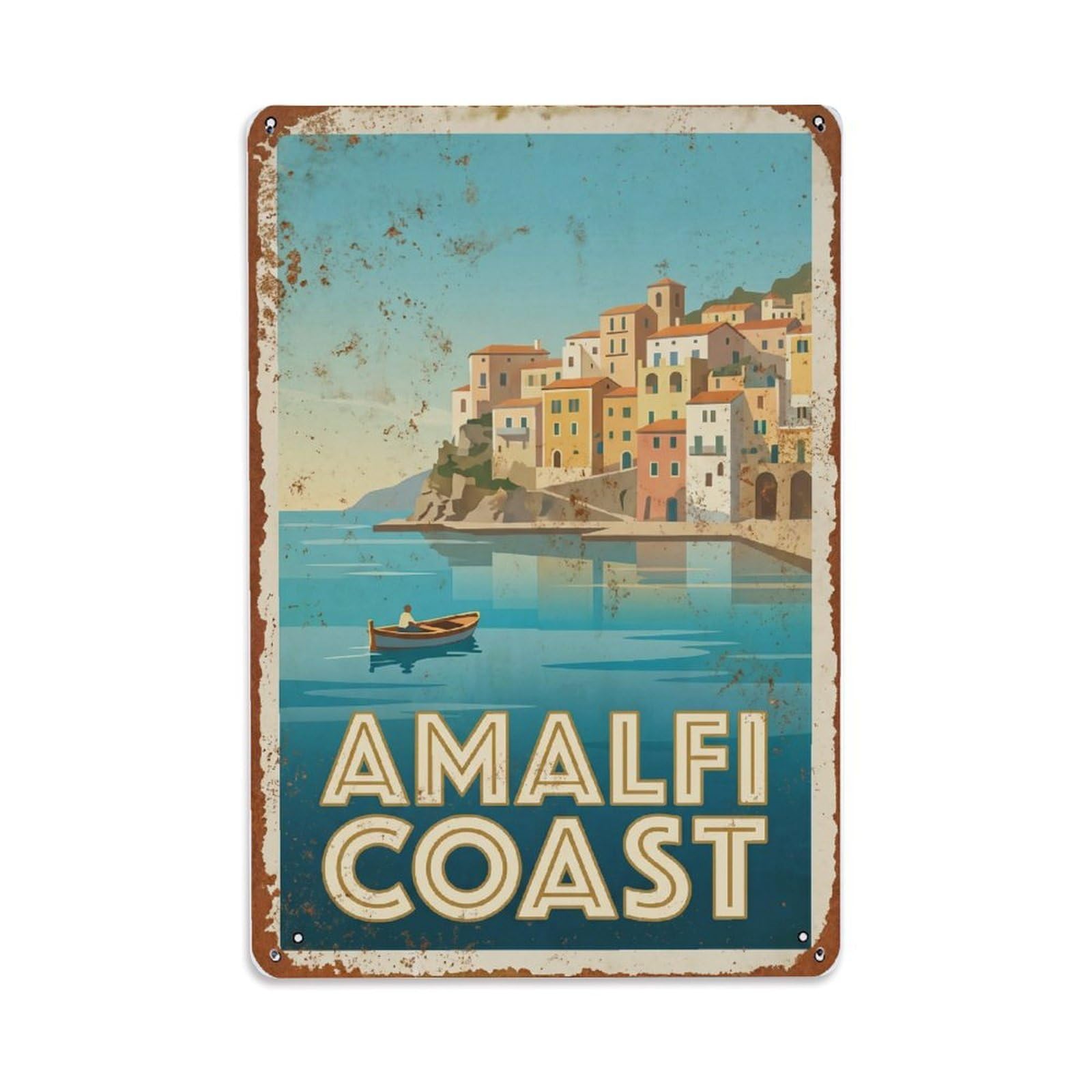 Vintage Travel Lagoon Italy Tranquil Metal Tin Sign Plaque Wall Decor for Cafe, Club Bar, Office, Home Garden Metal Poster 8x12Inch