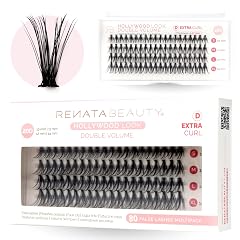 Renata Beauty 20D DOUBLE Volume False Eyelash Extension Kit D Curl 80 Lash Clusters 10-14mm DIY Natural Looking