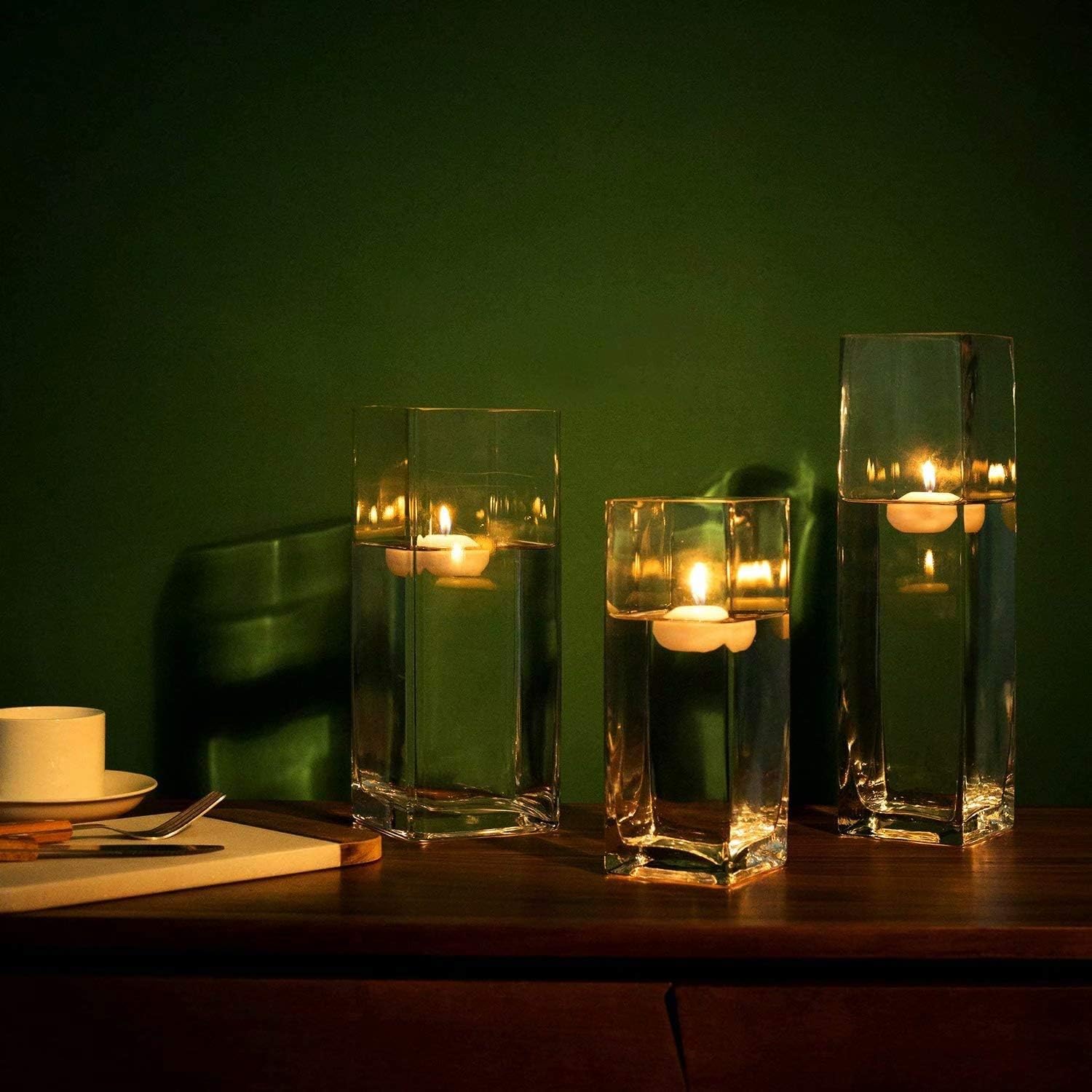 Tall Square Vase Home Decorative Flower Glass Vase Wedding Party Table Centerpieces, Lanterns Candle Votive Holder