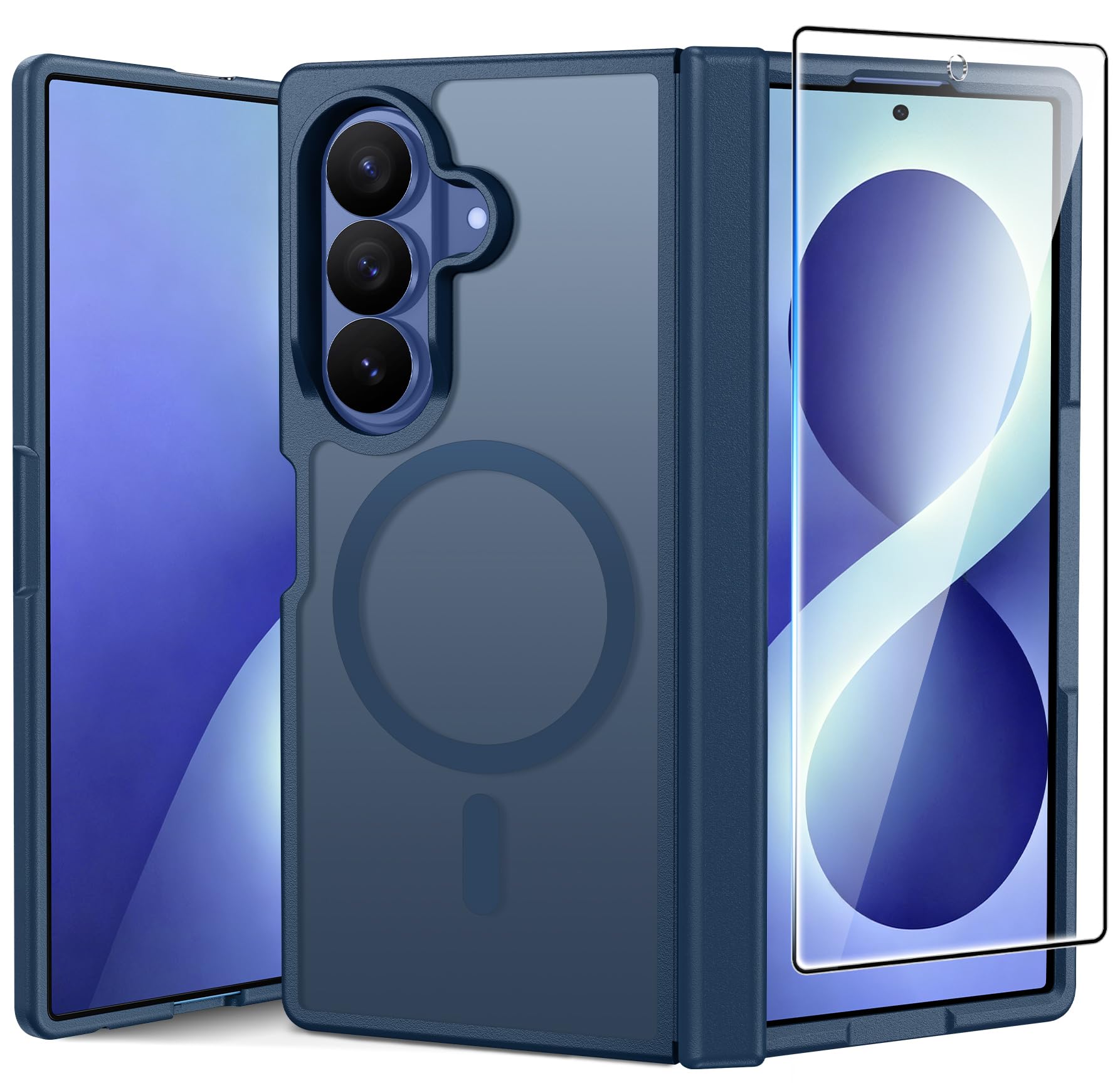 FNTCASE for Samsung Galaxy Z Fold 7 Case Magnetic with Hinge Protection | Screen Protector Phone Cases, Anti Yellowing, Matte, Rugged Shockproof Protective Bumper, Cell Cover