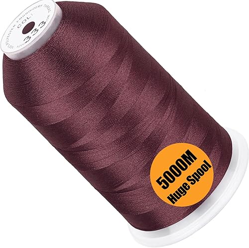 New brothread - Solo carrete enorme 5000M cada hilo de máquina de bordado de poliéster 40WT para máquinas comerciales y domésticas - rojo ámbar