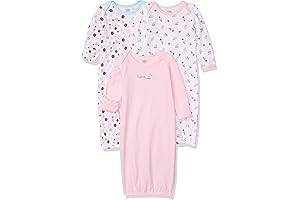 Luvable Friends Super Soft Baby Girl's 3-Pack Cotton Gowns with Disney Princess Graphics