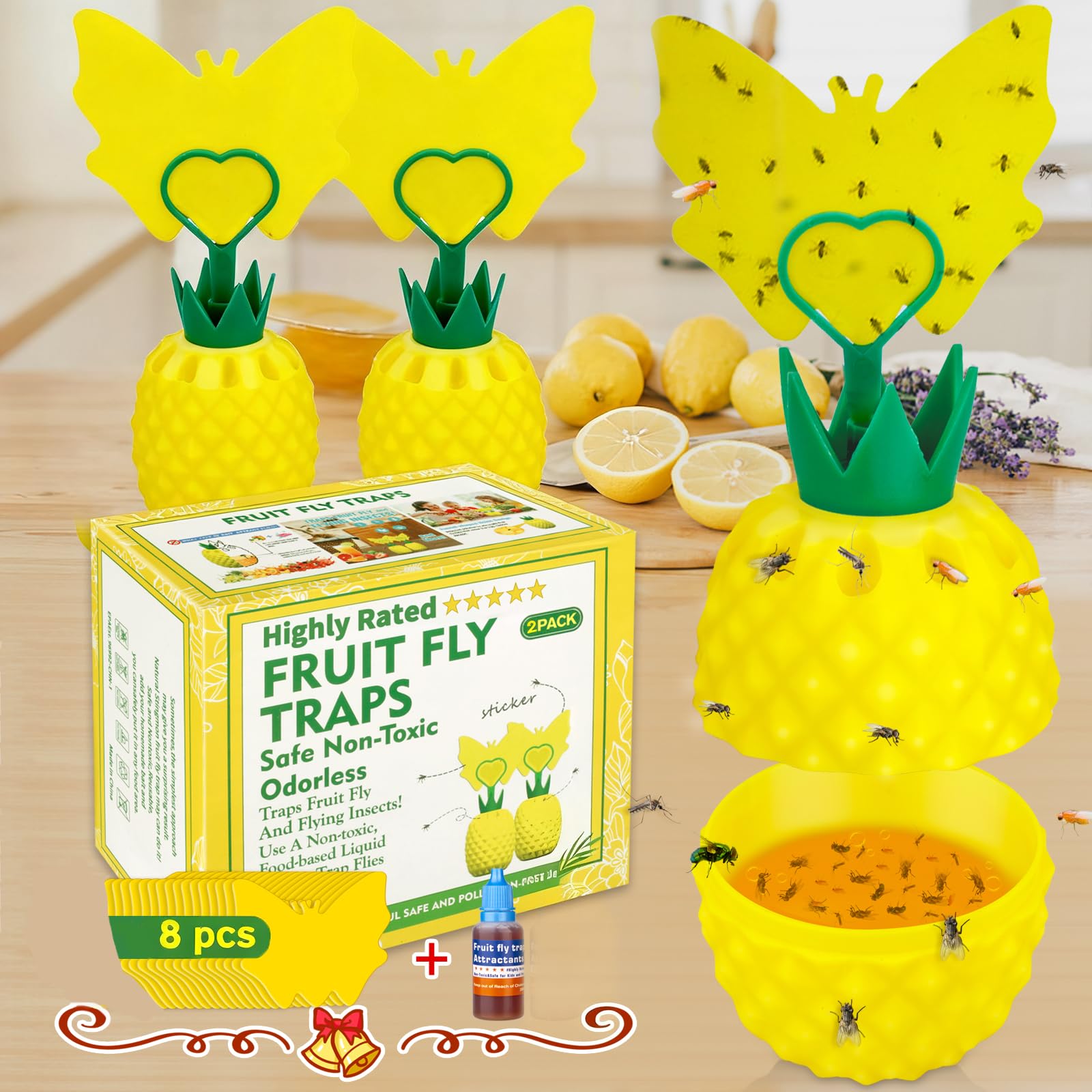 Trampa para moscas de la fruta interior con cebo adhesivo reutilizable