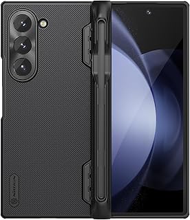 جراب حماية سوبر فروستد شيلد إصدار حامل قلم وتصميم قابل للطي لموبايل سامسونج جالاكسي Z فولد 6 شبكة الجيل الخامس 5G، لون أسود من نيكلين