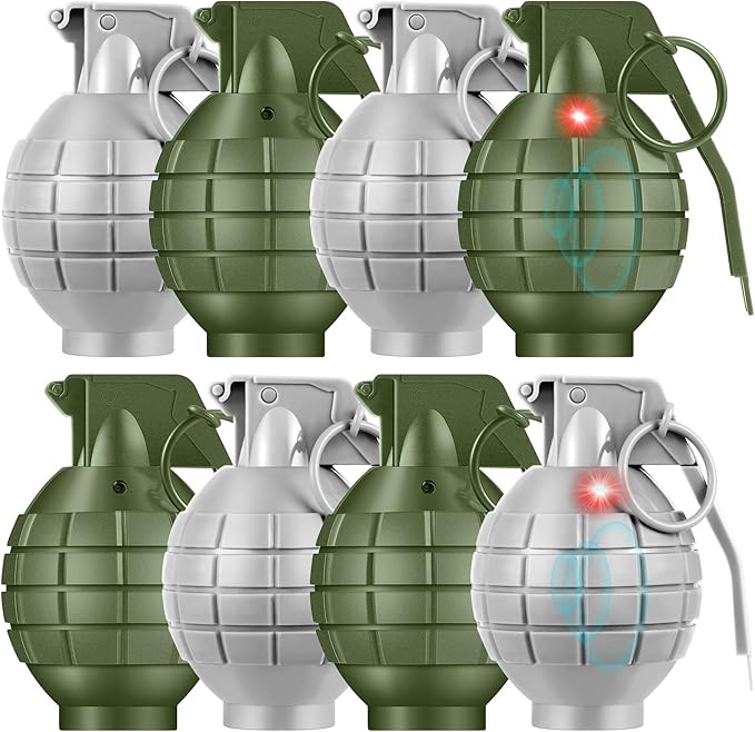 Sratte 8 Pcs Plastic Hand Grenades with Realistic Sound Effects and Flashing Light