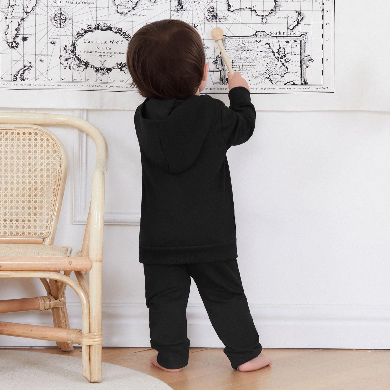 PUHHAPIEY Conjunto de ropa para bebé niño pequeño para otoño e invierno, mini sudadera con capucha y pantalón deportivo para papá